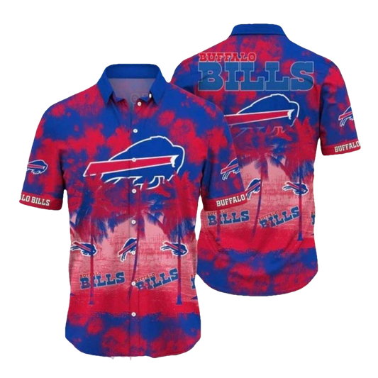 Buffalo Bills Tie Dye Red And Blue Tropical Hawaiian Shirt - Moonbestprint