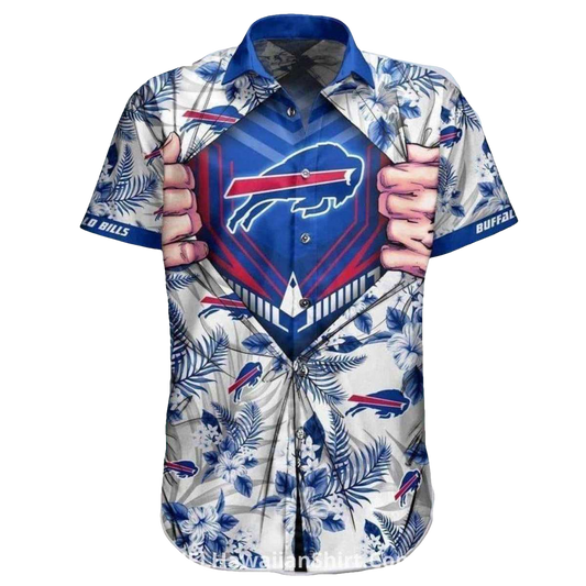 Buffalo Bills Superhero Reveal Floral Hawaiian Shirt - Moonbestprint