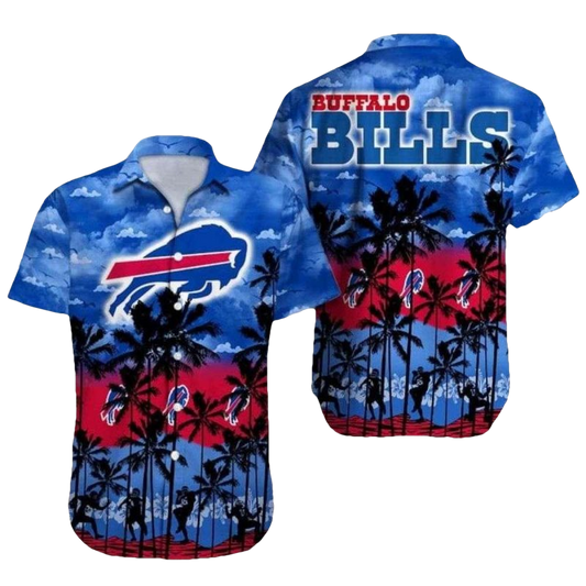 Buffalo Bills Sunset Palms Silhouette Hawaiian Shirt - Moonbestprint