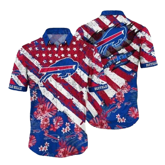 Buffalo Bills Stars And Stripes Tropical Hawaiian Shirt - Moonbestprint
