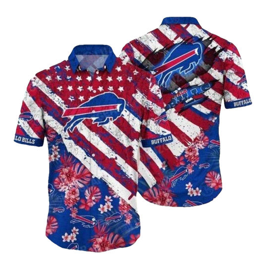 Buffalo Bills Stars And Stripes Tropical Hawaiian Shirt - Moonbestprint