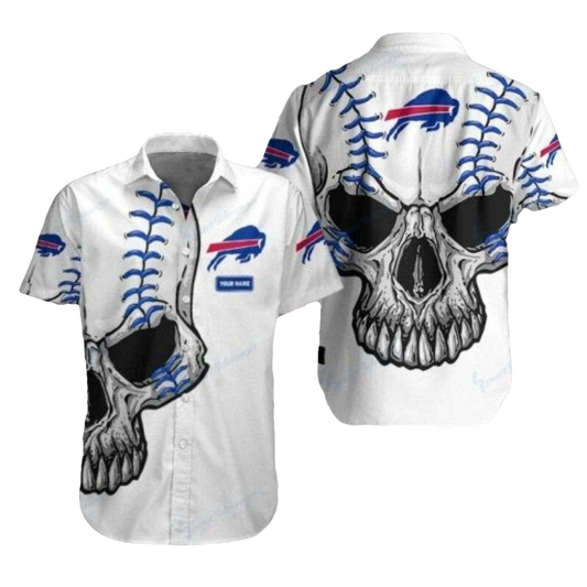 Buffalo Bills Skull Vision White Hawaiian Shirt - Moonbestprint