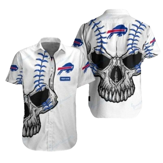 Buffalo Bills Skull Vision White Hawaiian Shirt - Moonbestprint