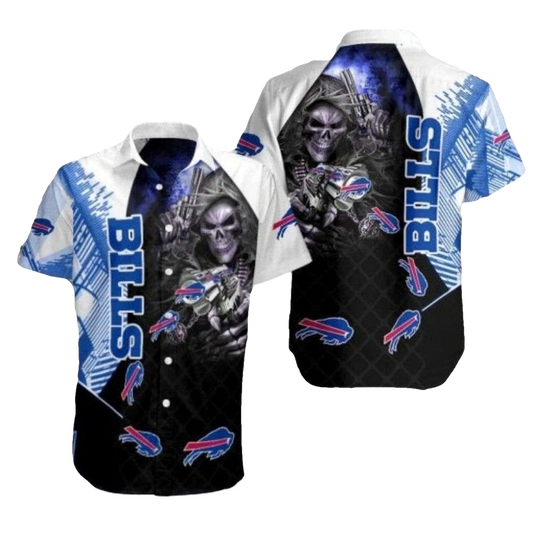 Buffalo Bills Skull Emblem Hawaiian Shirt - Moonbestprint