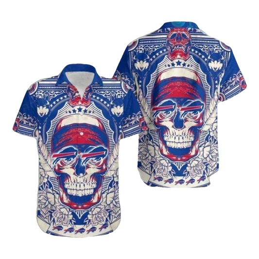 Buffalo Bills Skull Bandana Tribal Hawaiian Shirt - Moonbestprint