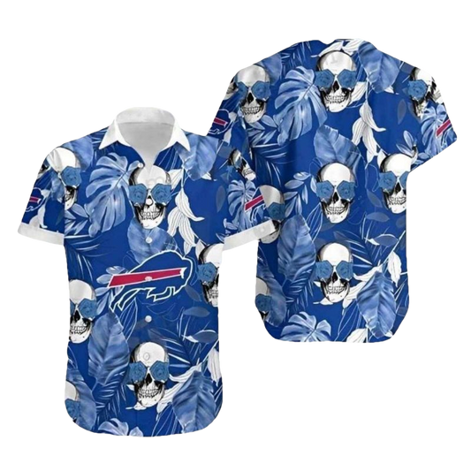 Buffalo Bills Skull And Palm Leaf Hawaiian Shirt - Moonbestprint