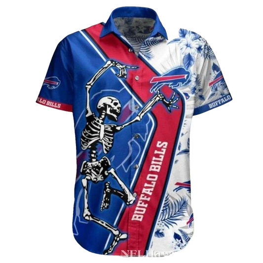 Buffalo Bills Skeleton Cheer On The Bills In Tropical Fashion Hawaiian Shirt - Moonbestprint