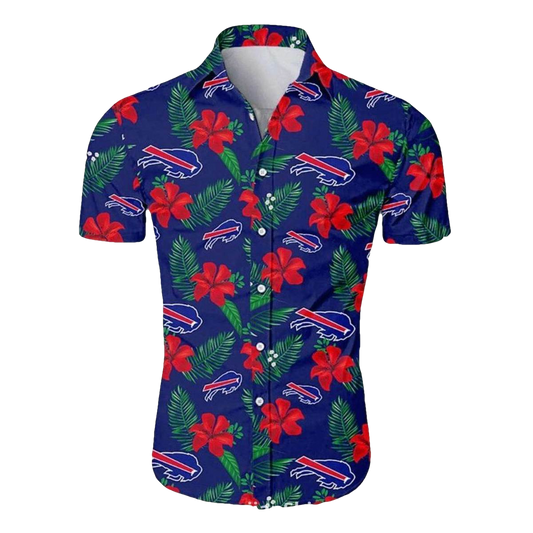 Buffalo Bills Red Hibiscus Tropical Blue Pattern Hawaiian Shirt - Moonbestprint