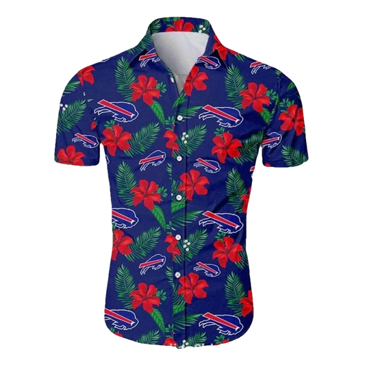 Buffalo Bills Red Hibiscus Tropical Blue Pattern Hawaiian Shirt - Moonbestprint