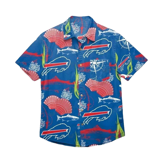 Buffalo Bills Scallops Coral Fish Pattern Hawaiian Shirt - Moonbestprint