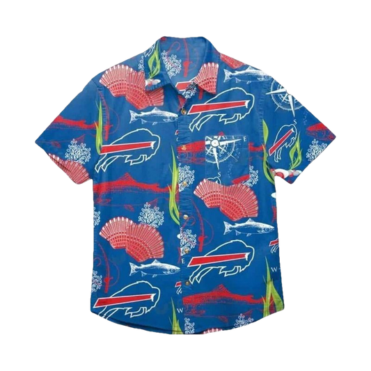 Buffalo Bills Scallops Coral Fish Pattern Hawaiian Shirt - Moonbestprint