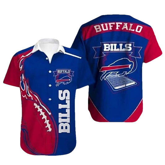 Buffalo Bills Red Blue Fire Rugby Hawaiian Shirt - Moonbestprint