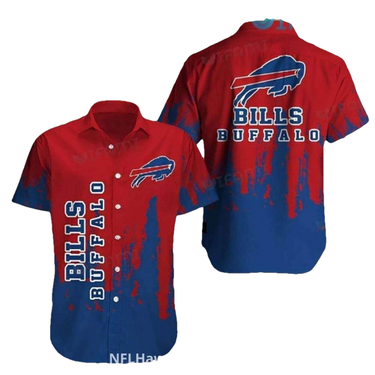 Buffalo Bills Red And Blue With Grunge Effect Hawaiian Shirt - Moonbestprint