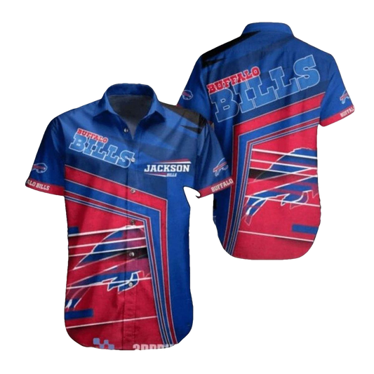 Buffalo Bills Red And Blue Abstract Stripes Hawaiian Shirt - Moonbestprint
