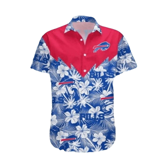 Buffalo Bills Red And Blue Floral With Team Logo Hawaiian Shirt - Moonbestprint