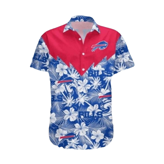 Buffalo Bills Red And Blue Floral With Team Logo Hawaiian Shirt - Moonbestprint
