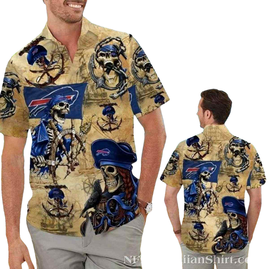 Buffalo Bills Pirate Skeleton Graphic Hawaiian Shirt - Moonbestprint