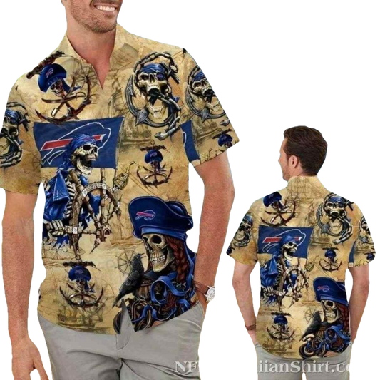 Buffalo Bills Pirate Skeleton Graphic Hawaiian Shirt - Moonbestprint