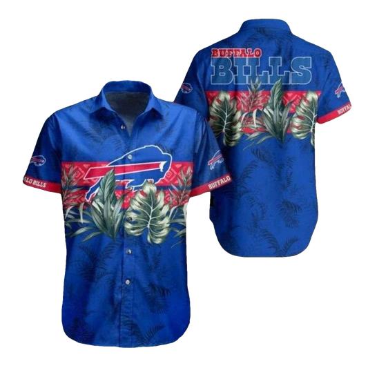 Buffalo Bills Palm Leaf Blue Pattern Hawaiian Shirt - Moonbestprint