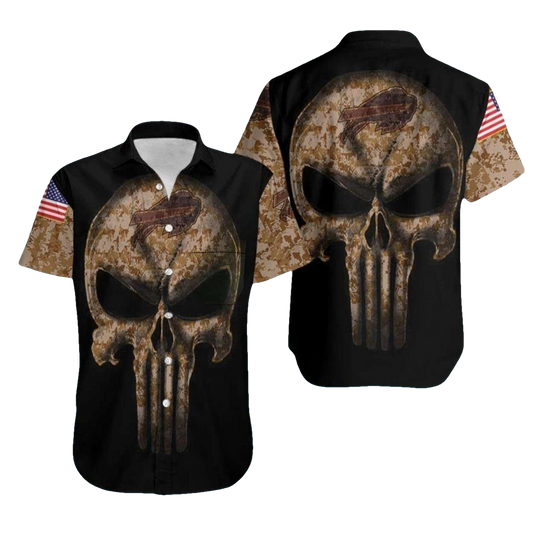 Buffalo Bills Military Skull Camo Hawaiian Shirt - Moonbestprint