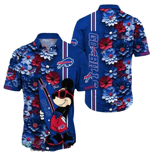 Buffalo Bills Mickey Floral Funny Hawaiian Shirt - Moonbestprint