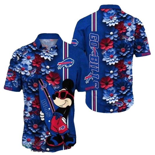 Buffalo Bills Mickey Floral Funny Hawaiian Shirt - Moonbestprint