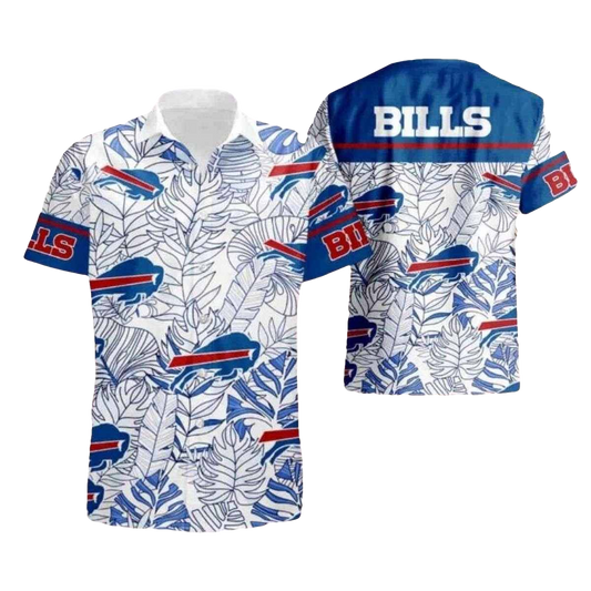 Buffalo Bills Lush Foliage White Hawaiian Shirt - Moonbestprint