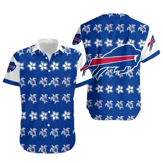 Buffalo Bills Logo Turtle And Flower Pattern Hawaiian Shirt - Moonbestprint