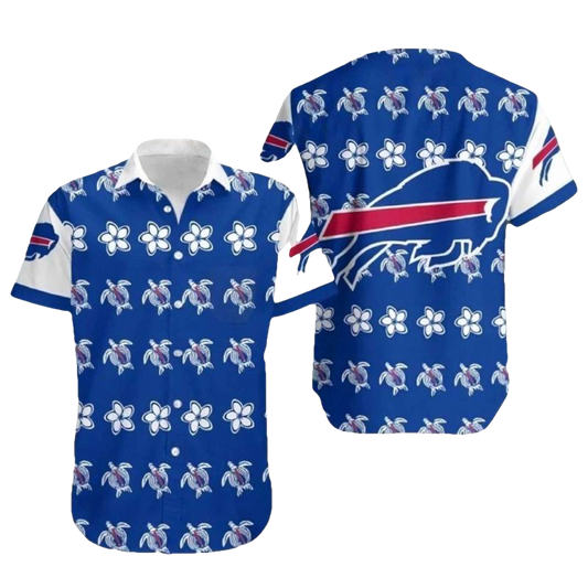 Buffalo Bills Logo Turtle And Flower Pattern Hawaiian Shirt - Moonbestprint