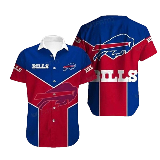 Buffalo Bills Logo Red And Blue Line Hawaiian Shirt - Moonbestprint