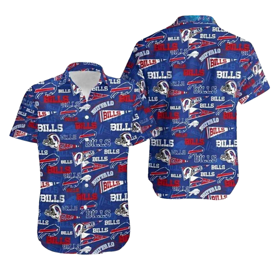 Buffalo Bills Logo Retro Bold Blue And Red Hawaiian Shirt - Moonbestprint