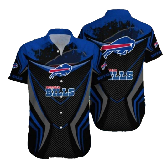 Buffalo Bills Logo Dark Blue Tech Graphics Hawaiian Shirt - Moonbestprint