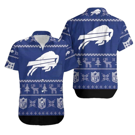 Buffalo Bills Logo Christmas Pattern Hawaiian Shirt - Moonbestprint