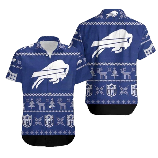 Buffalo Bills Logo Christmas Pattern Hawaiian Shirt - Moonbestprint
