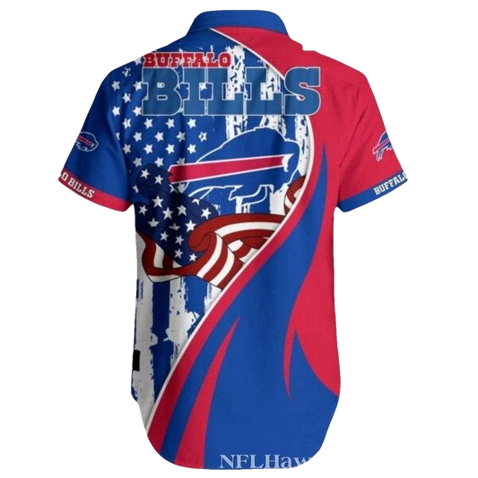 Buffalo Bills Logo And Us Flag Hawaiian Shirt - Moonbestprint