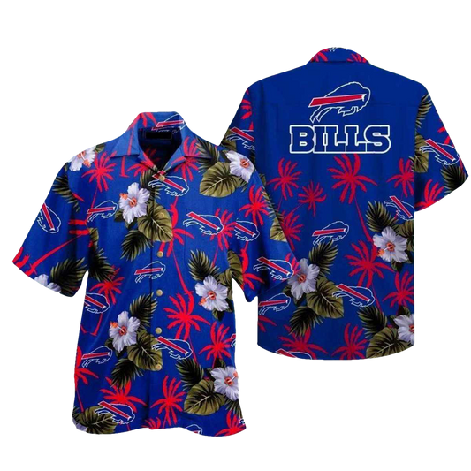 Buffalo Bills Logo And Hibiscus Floral Hawaiian Shirt - Moonbestprint