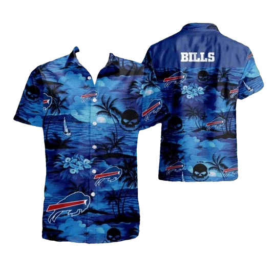 Buffalo Bills Logo And Coconut Blue Sunset Hawaiian Shirt - Moonbestprint