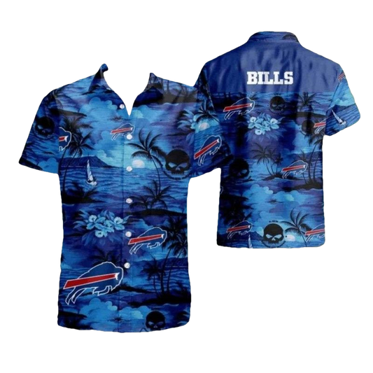 Buffalo Bills Logo And Coconut Blue Sunset Hawaiian Shirt - Moonbestprint