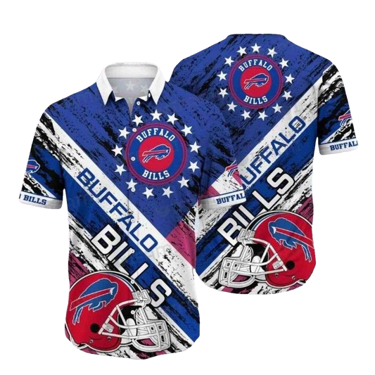 Buffalo Bills Helmets And Stars Retro Hawaiian Shirt - Moonbestprint