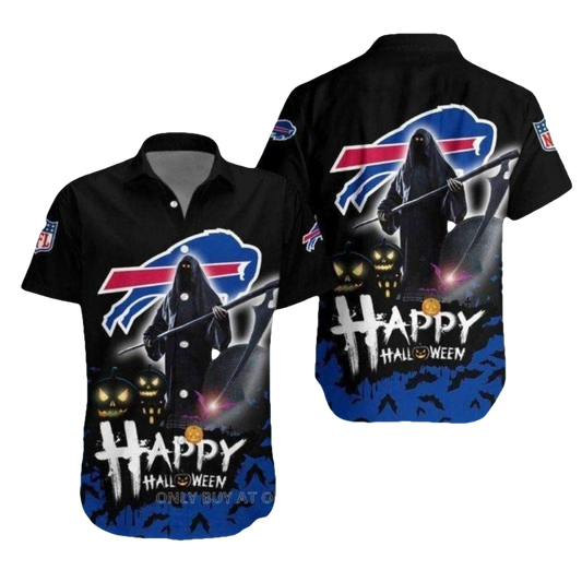 Buffalo Bills Halloween Grim Reaper Hawaiian Shirt - Moonbestprint