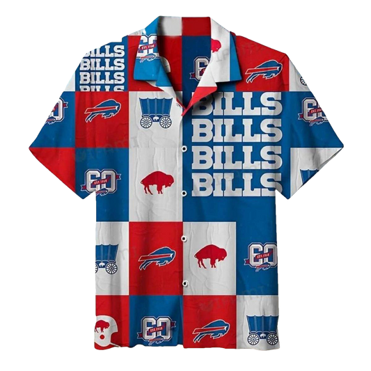 Buffalo Bills Go Bills White Pattern Hawaiian Shirt - Moonbestprint