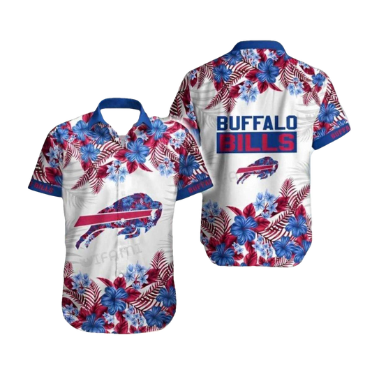 Buffalo Bills Floral White Pattern Hawaiian Shirt - Moonbestprint