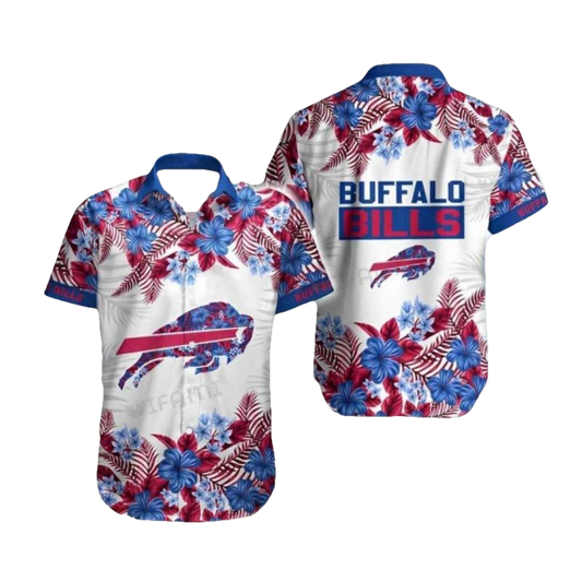 Buffalo Bills Floral White Pattern Hawaiian Shirt - Moonbestprint