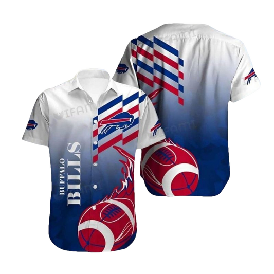 Buffalo Bills Flame Ball White Pattern Hawaiian Shirt - Moonbestprint