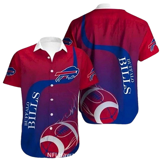 Buffalo Bills Flame Ball Gradient Blue And Red Hawaiian Shirt - Moonbestprint