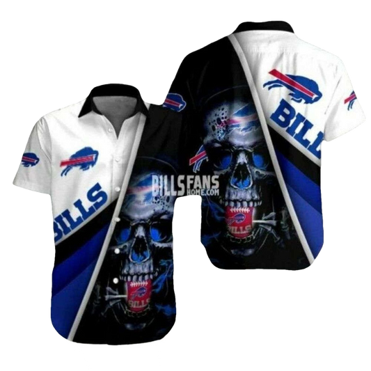 Buffalo Bills Fierce Fanatic Skull Hawaiian Shirt - Moonbestprint