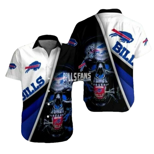 Buffalo Bills Fierce Fanatic Skull Hawaiian Shirt - Moonbestprint