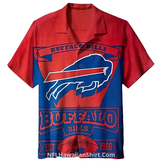 Buffalo Bills Est 1960 Vintage Red And Blue Logo Hawaiian Shirt - Moonbestprint