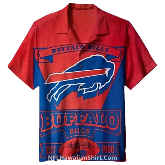 Buffalo Bills Est 1960 Vintage Red And Blue Logo Hawaiian Shirt - Moonbestprint