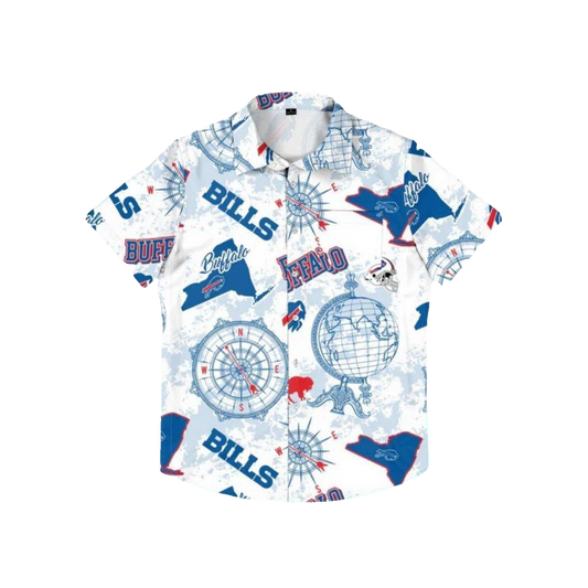 Buffalo Bills Compass And Globe Hawaiian Shirt - Moonbestprint
